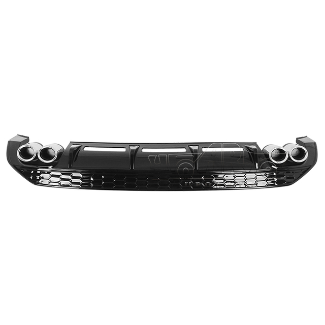 S3 Style Plastic Rear Diffuser Lip With Silver Decorative Tailpipe Audi A3 8Y S-Line Hatchback 2021-2023