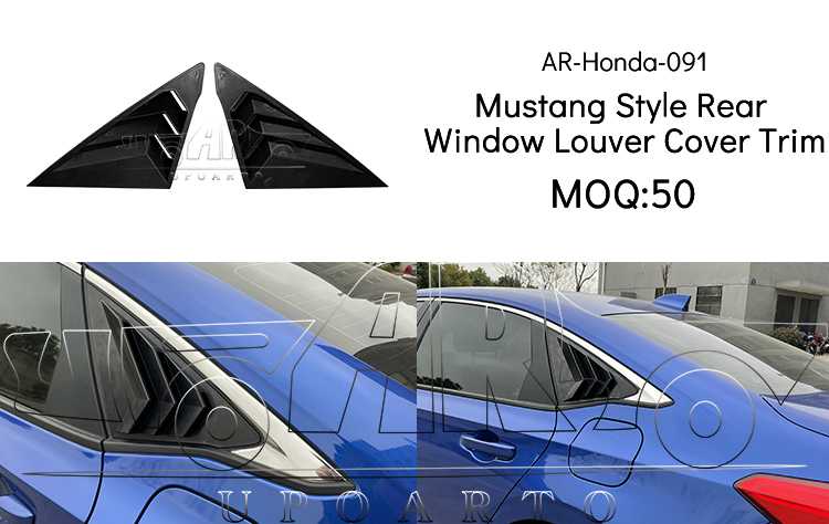 2022 Civic Mustang Rear Window Louver Cover Trim 2022 Civic Mustang Rear Window Louver Cover Trim