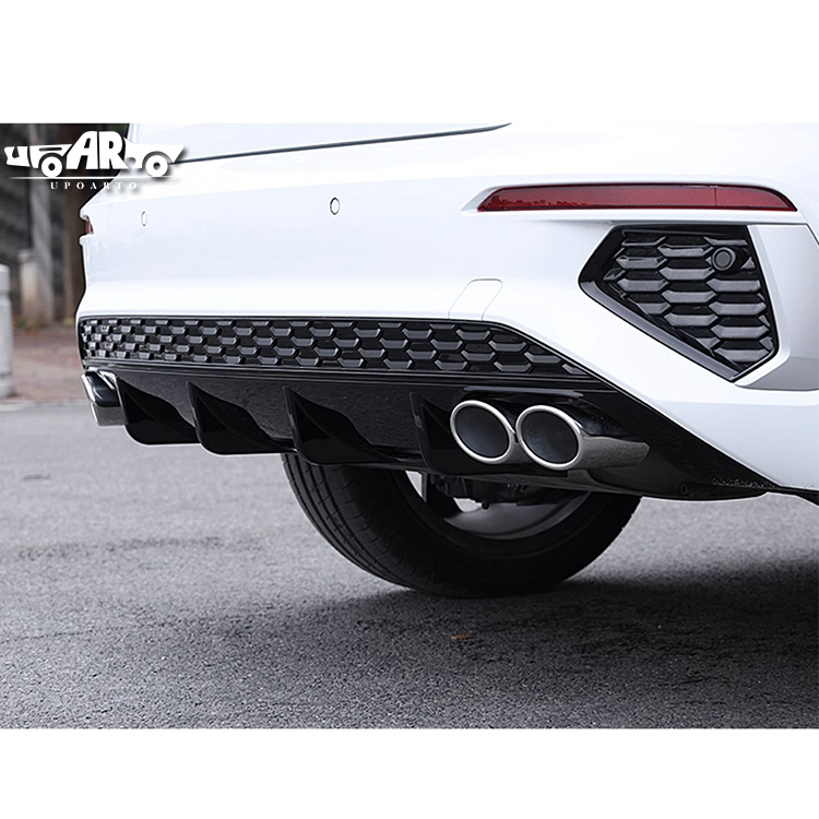 S3 Style Plastic Rear Diffuser Lip With Silver Decorative Tailpipe Audi A3 8Y S-Line Hatchback 2021-2023