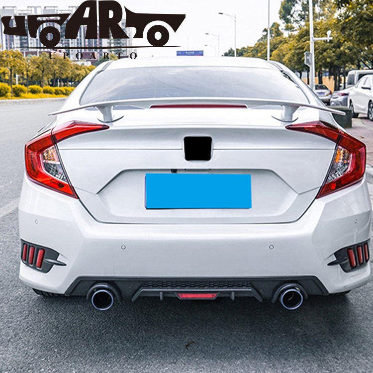 HAOSHENG GT Plane Type ABS Rear Trunk Spoiler With Lamp Honda 10th Civic 2016-2020