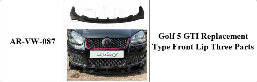 Golf 5 GTI Replacement Type Front Lip Three Parts