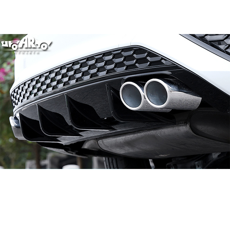 S3 Style Plastic Rear Diffuser Lip With Silver Decorative Tailpipe Audi A3 8Y S-Line Hatchback 2021-2023