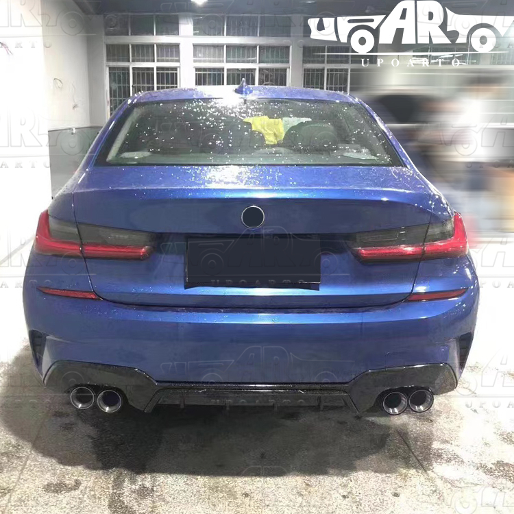 HAOSHENG Plastic MP Add-on Rear Bumper Lip Left And Right Dual Exhaust Pipes BMW G20 3 Series 2020
